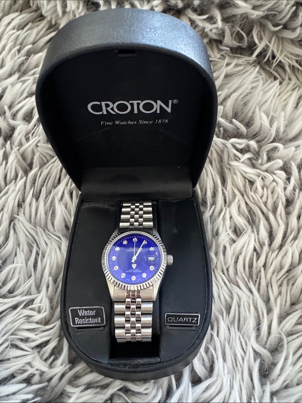 Croton Men's Silver Bracelet Watch with Blue Dial